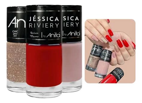 Kit 3 Esmaltes Anita Coleção Jessica Riviery Glitter Nude Cor 3 Cores MercadoLivre