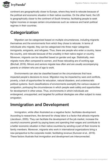 Migration Patterns American Immigration 955 Words Research Paper