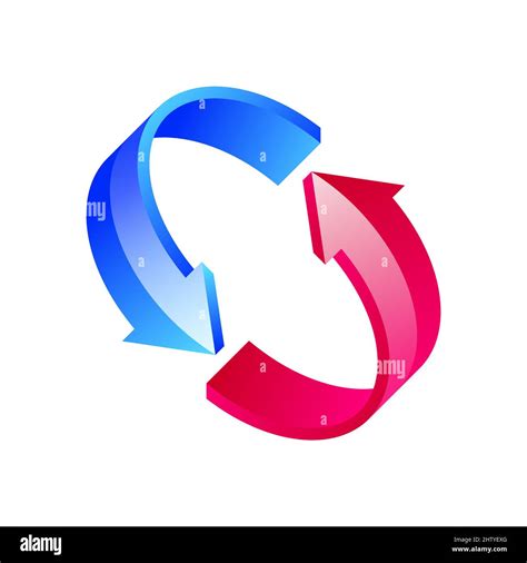 Blue And Red Curled Arrows Exchange Symbol 3D Moving Arrows Shiny