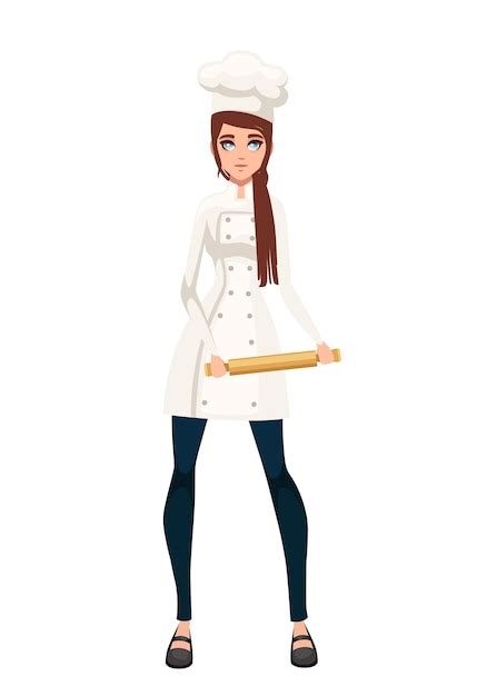 Premium Vector Beautiful Women Chef With Brown Hair