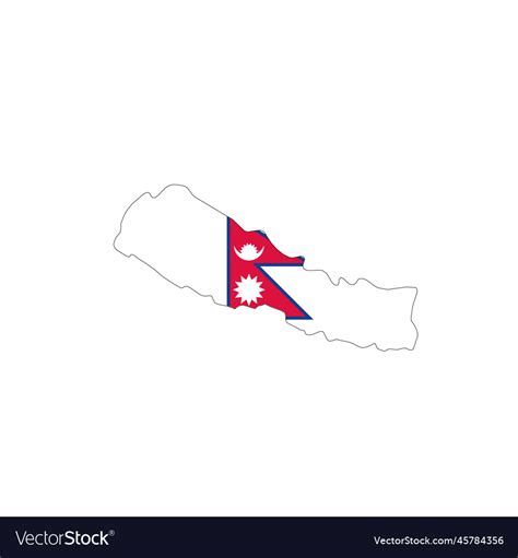 Nepal national flag in a shape of country map Vector Image