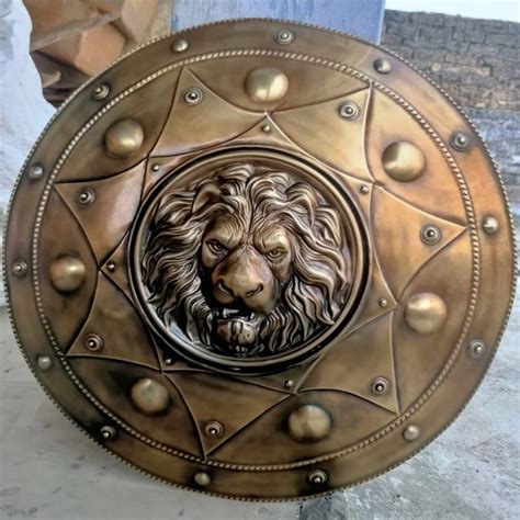 Lion Face Round Shield Medieval Iron Shield Knight Armor Etsy