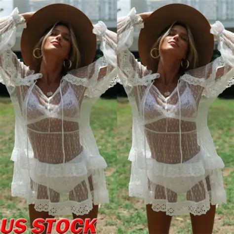 Women S Sheer Bikini Cover Up Swimsuit Swimwear Kaftan Beach Shirt Dress Bathing Cover Up