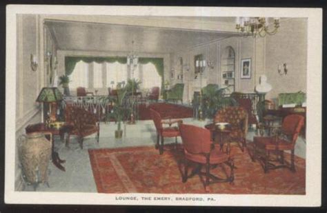 1910s Postcard Bradford Papennsylvania L Emery Mansion Lounge Interior