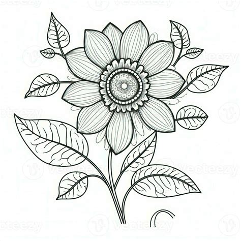 Boho Flowers Coloring Pages 26683820 Stock Photo at Vecteezy