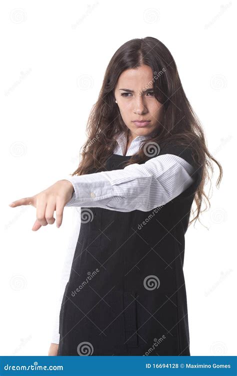 Jeune Fille Se Dirigeant Avec Le Doigt Photo Stock Image Du Beauté