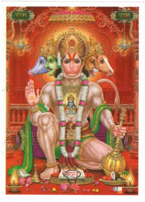 Hanuman Panchmukhi Hanuman Indian Hindu Devotional Poster Print Etsy