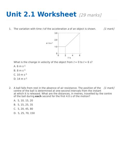 Kinematics Worksheet | PDF