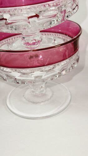 Vintage Tiffin Franciscan Kings Crown Ruby Red Thumbprint Dessert Cups Set Of 8 4616538725