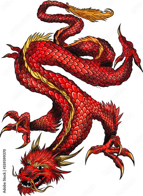 red traditional Chinese dragon symbol Stock Vector | Adobe Stock