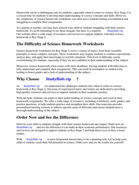 Science Homework Worksheets Key Stage 2 | PDF | Worksheet | Science