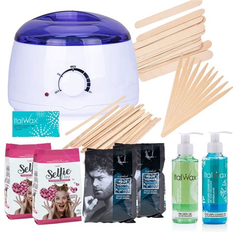 Zestaw do depilacji woskiem twardym Italwax Selfie 200 g + Barber 200g ...