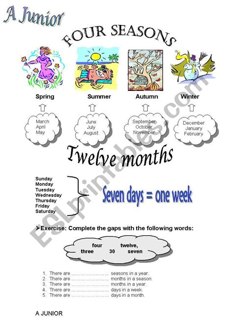 Seasons Months Days ESL Worksheet By Kiriakoula