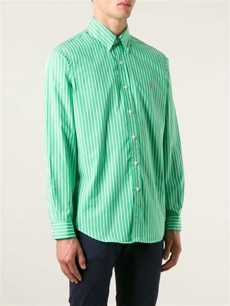 Polo Ralph Lauren Striped Button Down Shirt In Green For Men Lyst