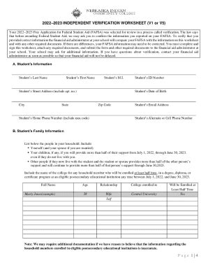 Fillable Online Independent Verification Worksheet V Or V