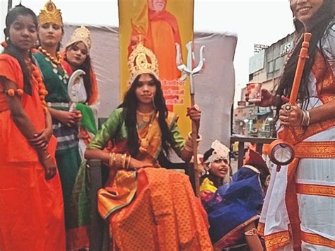 Procession Taken Out With Tableau Of Ram Darbar Nine Durga रामनवमी