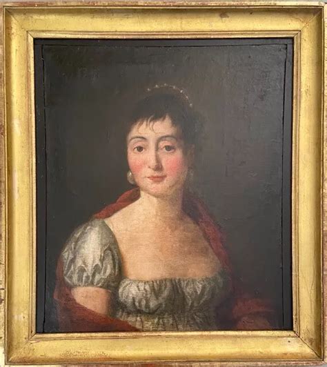 PORTRAIT DE DAME Au Diadème époque 1er Empire Huile Sur Toile EUR 550