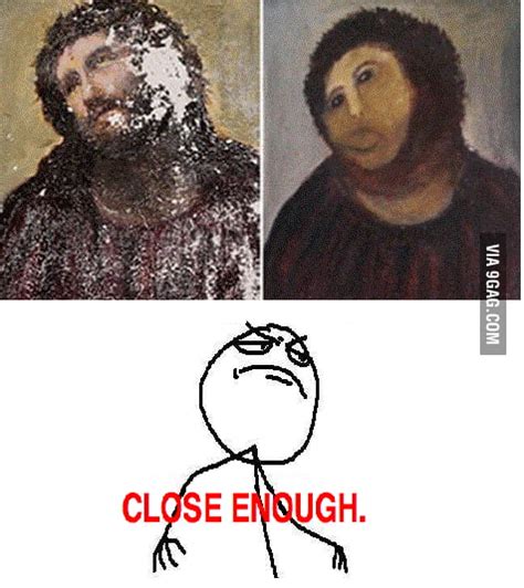 Jesus painting restoration in Spain gone wrong. - 9GAG