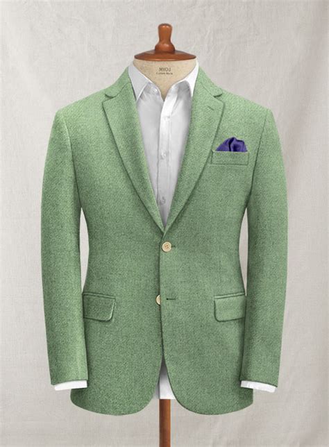 Mist Green Tweed Jacket Made To Measure Custom Jeans For Men And Women