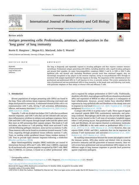 Pdf Antigen Presenting Cells Professionals Amateurs And Spectators