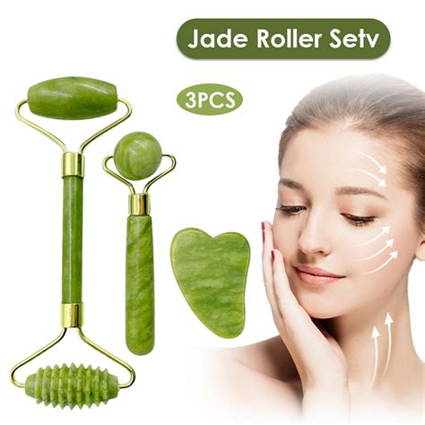 Jade Roller Gua Sha Set Facial Beauty Tools Massage Face Roller Skin