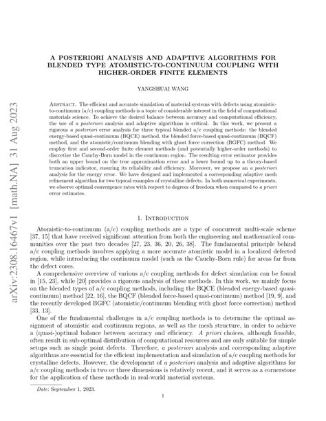 Pdf A Posteriori Analysis And Adaptive Algorithms For Blended Type