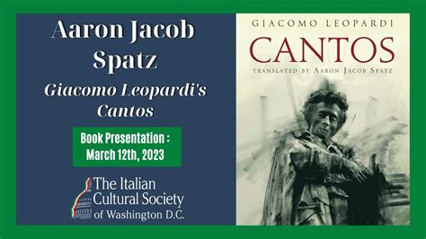 Book Presentation With Aaron Jacob Spatz Giacomo Leopardi S Cantos