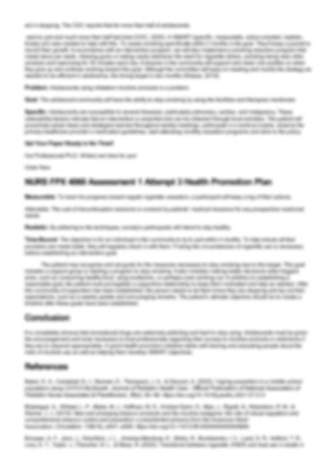 SOLUTION Nurs Fpx 4060 Assessment 1 Attempt 3 Health Promotion Plan