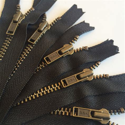 Ykk Antique Brass Metal Zipper Black Pieces Available In