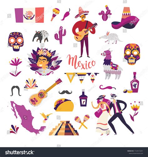 Mexican Symbols Objects Vector Illustration Sweet Stock Vector (Royalty ...