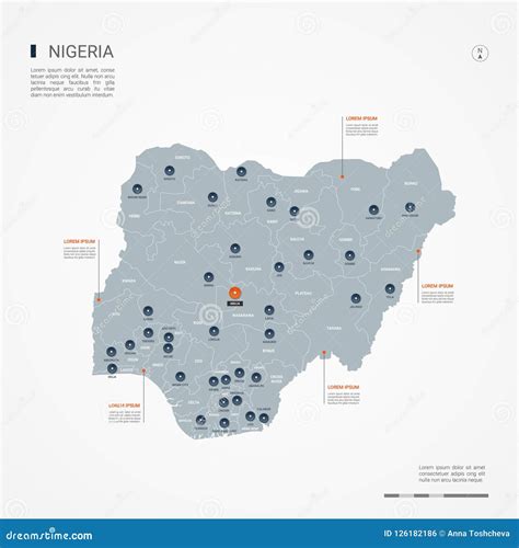 Nigeria Infographic Map Vector Illustration Stock Vector