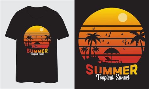 Premium Vector Summer Tropical Sunset Summer T Shirt Design