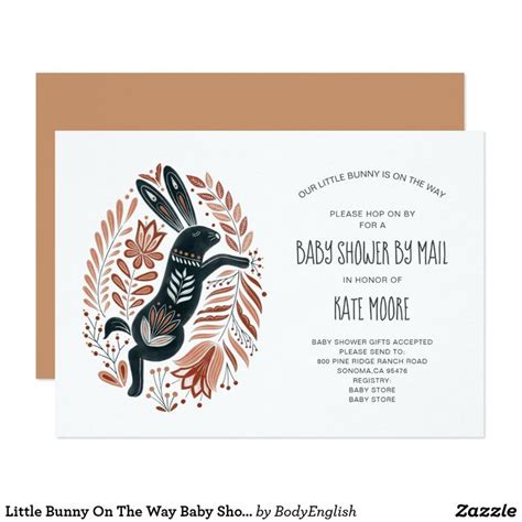 Boho Woodlands Rabbit Baby Shower By Mail Invitation Rabbit Baby