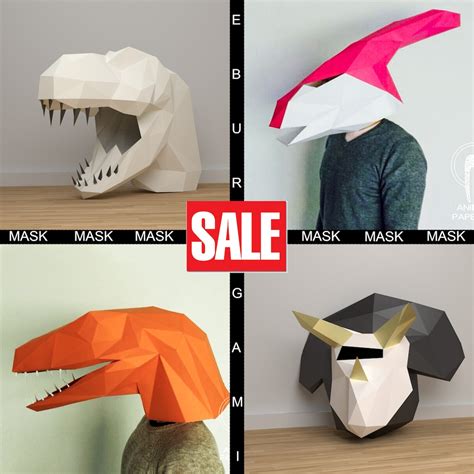 DIY Dinosaur Mask Papercraft Models Papercrafting, T-rex Mask, T-rex ...