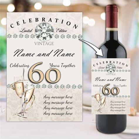 10 Personalised 60th Diamond Wedding Anniversary Invitations N18