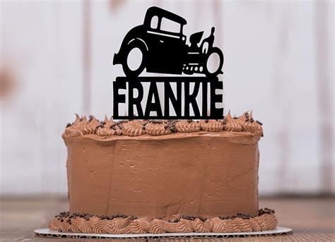 Personalized Hot Rod Car Cake Topper Roadster Drag Racer Party Decor