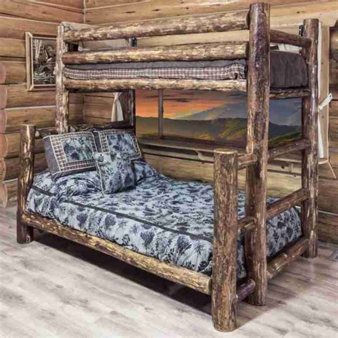 Amish “glacier Country” Pine Log Bunk Bed Twin Full By Montana Woodworks