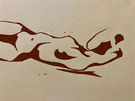 Beautiful Drawing Naked Woman Gouache Painting Parts On Paper To