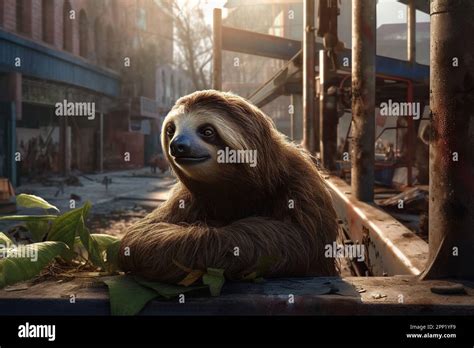 Serene Portrait of a Sloth in its Natural Jungle Habitat. Capturing the ...