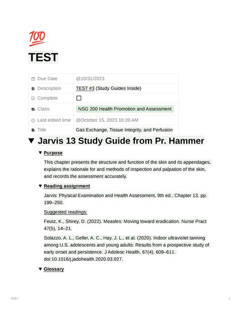 Study Guidr NSG 200 3 TEST Due Date Description Complete TEST 3