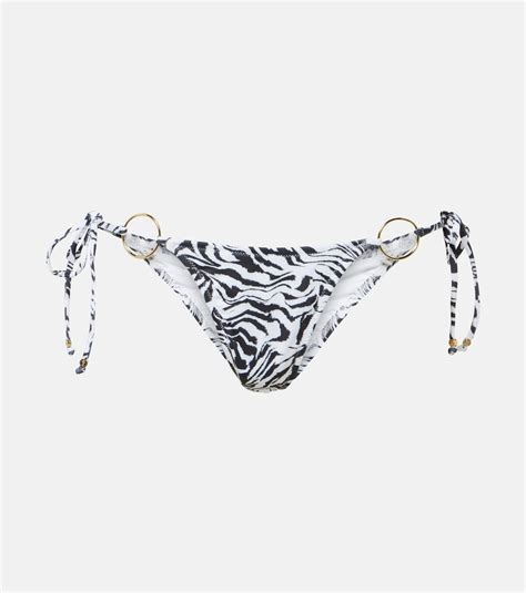 Ring Detail Zebra Print Bikini Bottoms In Black Bananhot Mytheresa
