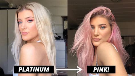 Dying My Hair Pink From Platinum To Pink Hair Transformation 💗