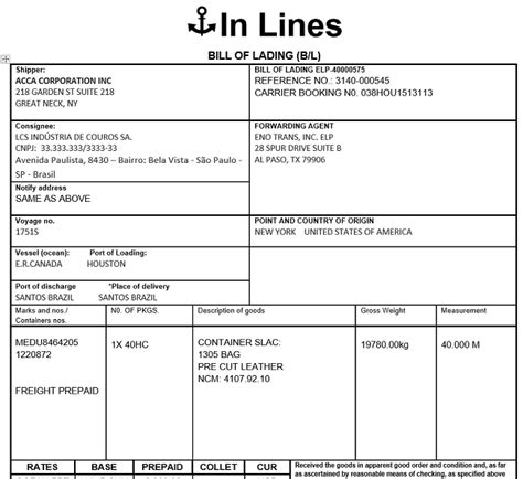 Introducir 74 Imagen Modelo De Bill Of Lading Abzlocal Mx