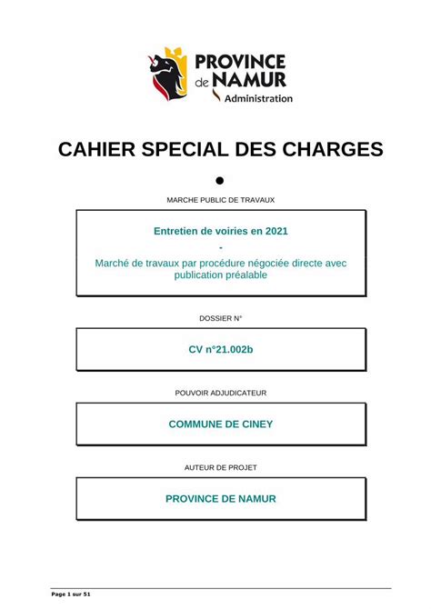 Pdf Cahier Special Des Charges Dokumen Tips