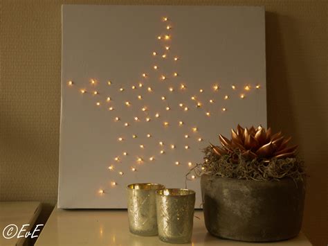 Canvas Doek Met Kerstster Van Kerstverlichting Heel Makkelijk Zelf Te