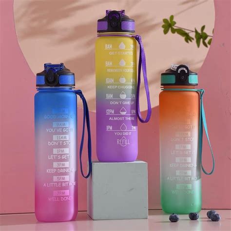 Jual Botol Minum Motivasi Viral Liter Botol Rainbow Gradasi Pelangi