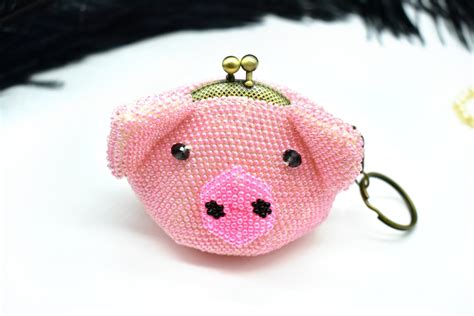 Pig coin purse Pig wallet Beaded pig Beaded coin purse Pig | Etsy