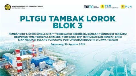 Peresmian Pembangkit Listrik Tenaga Gas Uap PLTGU Tambak Lorok Blok