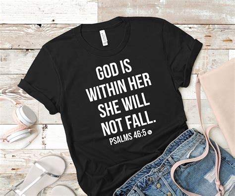 God Is Within Her She Will Not Fall T Shirt Christian Tee For Women