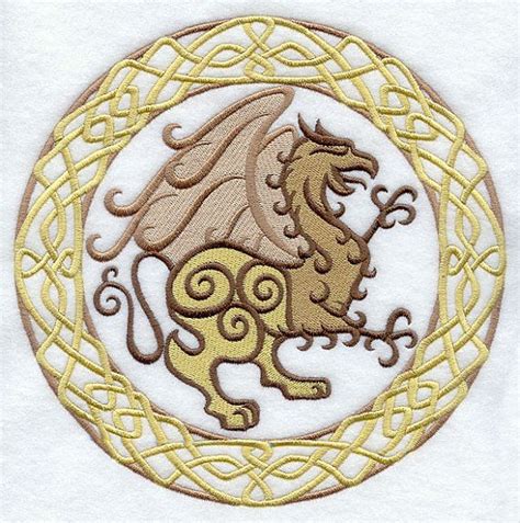 Celtic Griffin Cushion Cover Embroidered Griffin Circle Etsy Animal